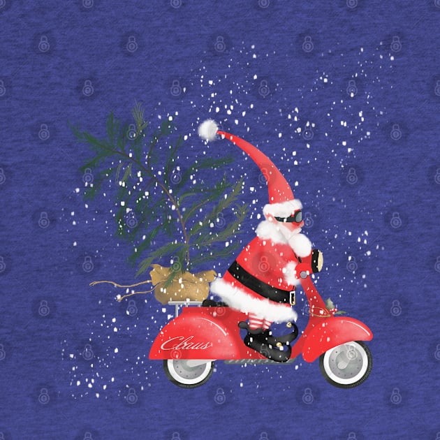 Santa on His Scooter by DesignCat